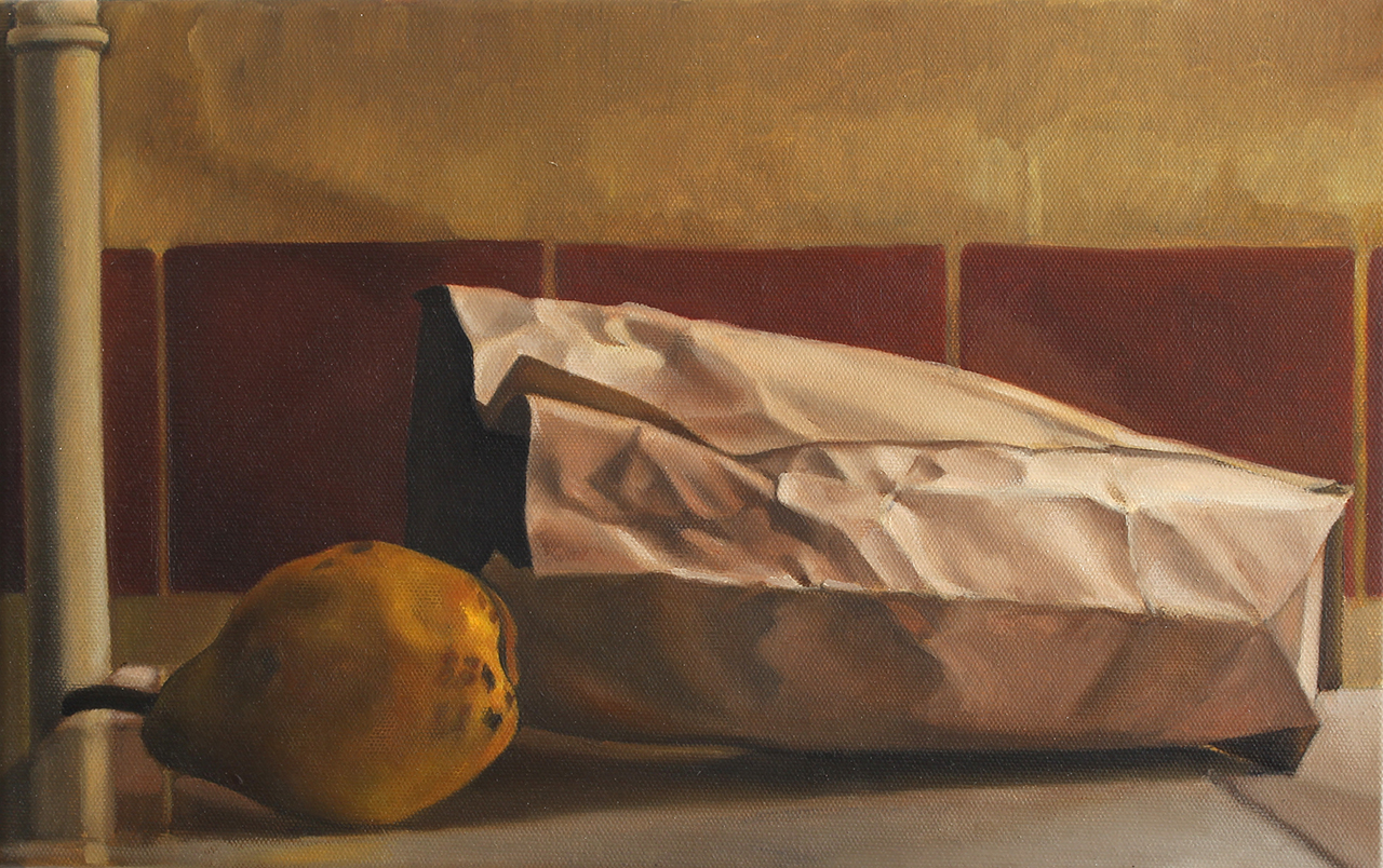 “Armutlu” İsimsiz, 2020 
Tuval üzerine yağlı boya 
25*40 cm / 
Untitled “With Pear”, 2020 
Oil on canvas 
25*40 cm
